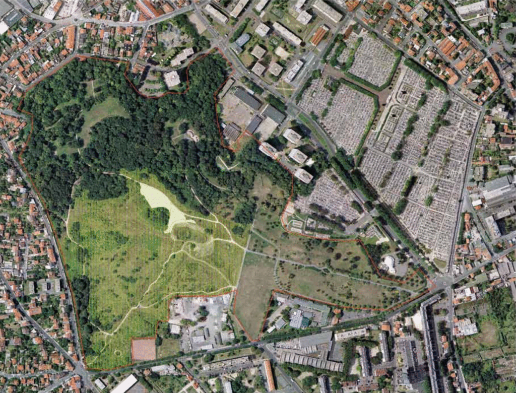 Vue aérienne du parc des Beaumonts