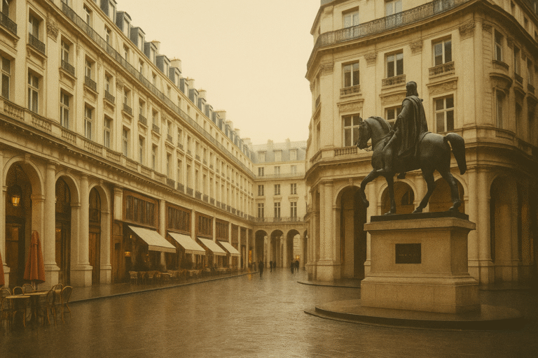 Place Edouard VII à Paris sous une lumière douce