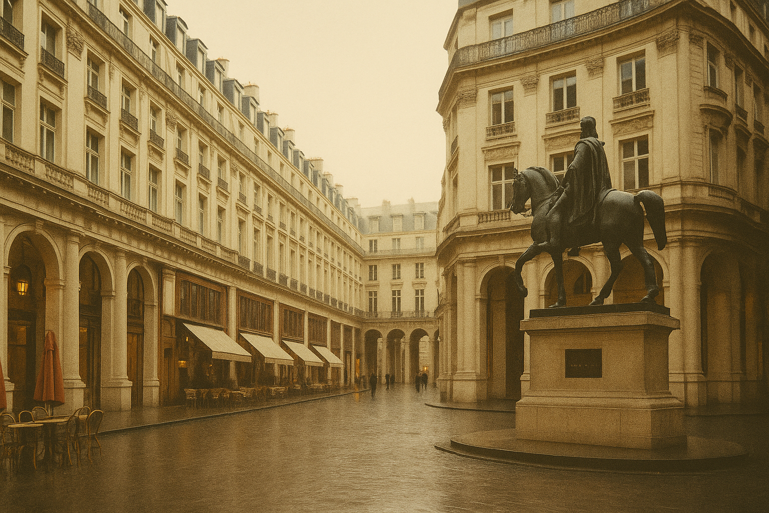 Place Edouard VII à Paris sous une lumière douce